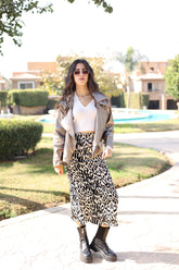 Leopard Satin Skirt